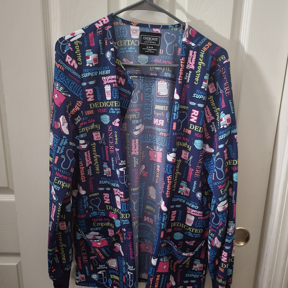 Cherokee Women's Colorful. Scrub Print Jacket